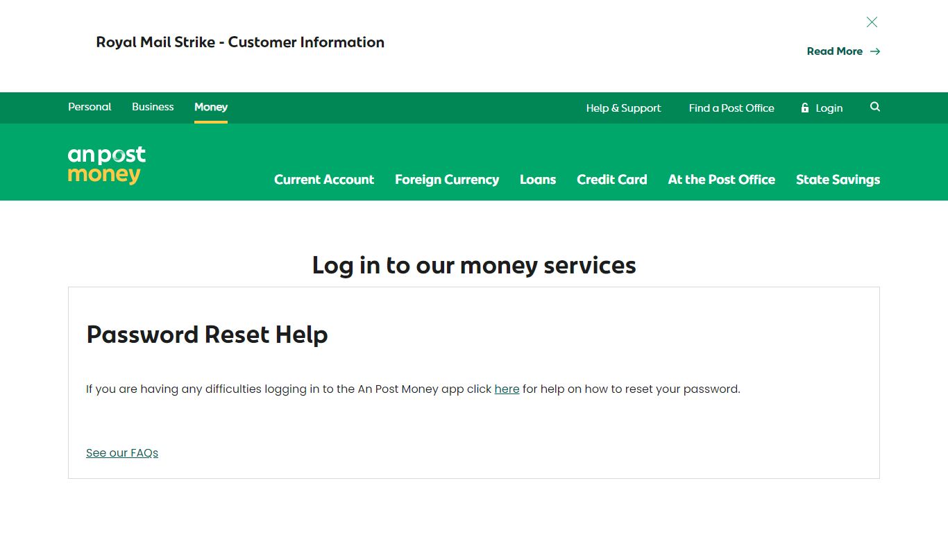 Log in to your An Post Money accounts | Money | An Post